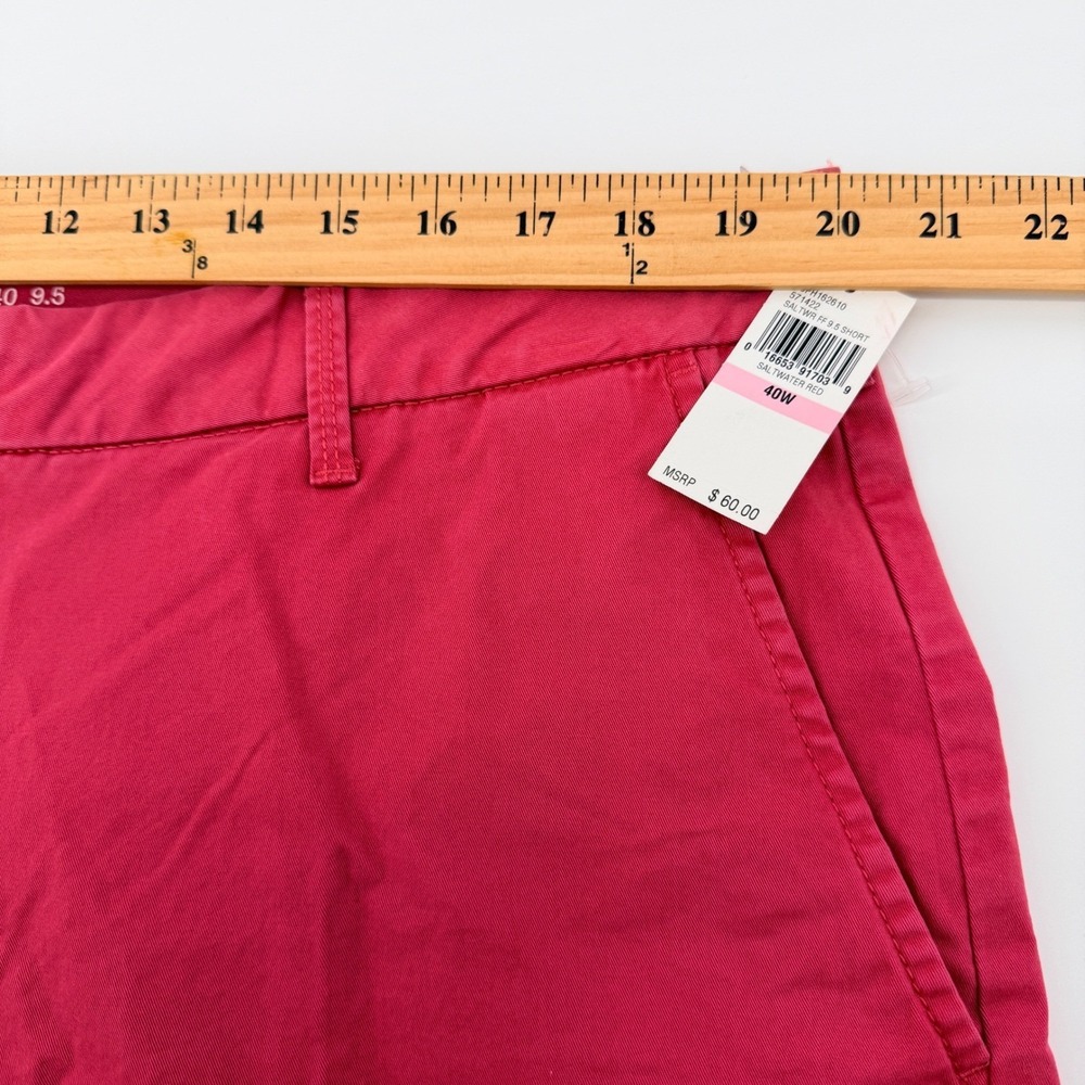 IZOD Saltwater Shorts Mens 40 Red Stretch Flat Front Relaxed Classics 9.5" NEW - Picture 5 of 10